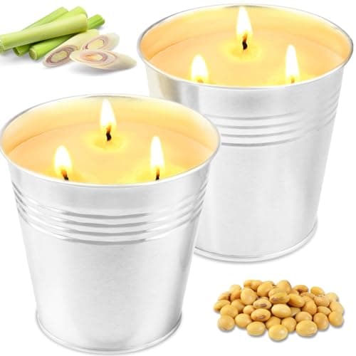 2 Pack Large Citronella Candles Outdoor and Indoor 200Hrs Burning 30oz
