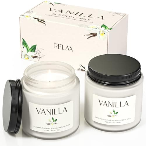 Waxcanpy Vanilla Candle, Scented Candles Gifts for Women, Soy Candle Gift Set, 2 Pack Aromatherapy Candle Gift Set for Relaxing, Stress Relief & Home Decor