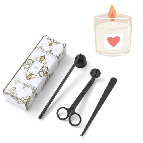 3-Piece Candle Tools Set - Stainless Steel Wick Trimmer, Candle Snuffer, and Wick Dipper - Black Finish for Soot-Free Burning and Safe Extinguishing - Gift Boxed Ideal for Candle Care and Maintenance