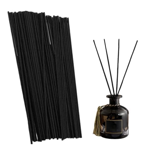 Munsesi 50 Pack Reed Diffuser Sticks, 30 cm Black Fibre Diffuser Refills, 11.8 Inch Extra Long Replacement Reeds for Essential Oil and Fragrance Diffusers, for Home, Office and Spa