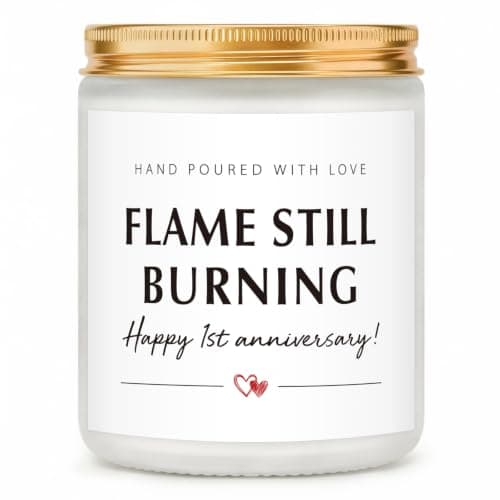 Giftasy 1st Anniversary Candle Gifts - Handmade Lavender Candle - First Year Wedding Anniversary Romantic Gifts for Couple Him Her Girlfriend Wife Boyfriend Husband, Paper Anniversary Presents, 7 Oz