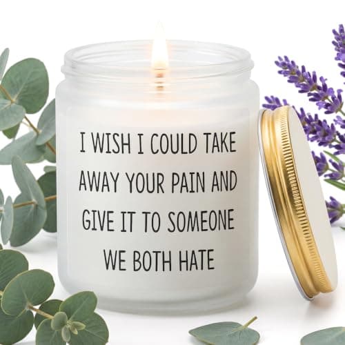 Get Well Soon Gifts for Women Men - Thinking of You Sympathy Fun Gift, Post Surgery Recovery Gifts for Friend Coworker,45H Long Burning Lavender & Eucalyptus Scented Candle, 7oz Soy Wax White Jar