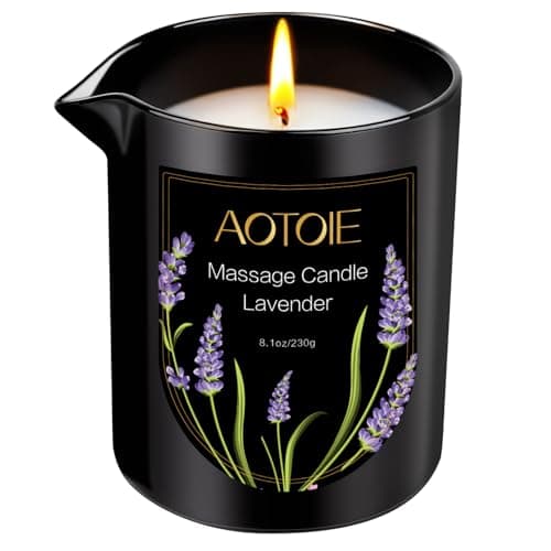 AOTOIE Massage Oil Candle,8.1 oz Low Temp Body Oil Candles for Massage Therapy, Moisturising Stress Relief Soybean Wax Massage Candles for Home SPA (Lavender)