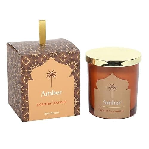 Arabian Nights Amber Scented Candle | 52 Hour Burn | Luxury Glass Jar | Long-Lasting Paraffin Wax Candle | Home Fragrance Gift