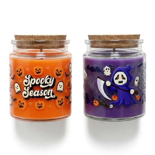 2 Jars Pumpkin Scented Candles for Halloween,Natural Soy Wax Candle for Home Scented,80 Hours Burn Time, Autumn Candle Gift Set for Her,Mom,Friend,Aromatherapy Candles Present Halloween Decorations