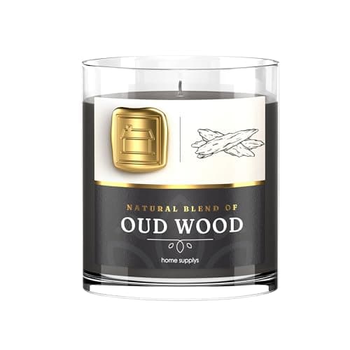 Large Oud Candle - Candle Gift for Women & Men with Lid - (300g/60hr) Long Burn Time with Oud, Rose, Bamboo & Eucalyptus - Organic & Vegan Scented - Relaxation, Aromatherapy & Wellness
