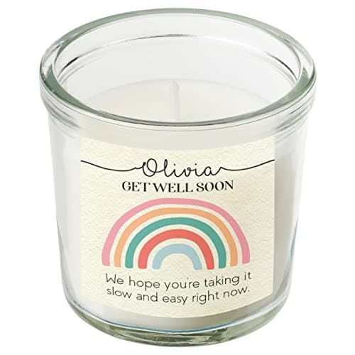 Personalised Get Well Soon Gift Scented Candle in A Jar Custom Message Thinking of You Gifts Friends for Her Candles Ladies Girls Present Keepsake (Small)