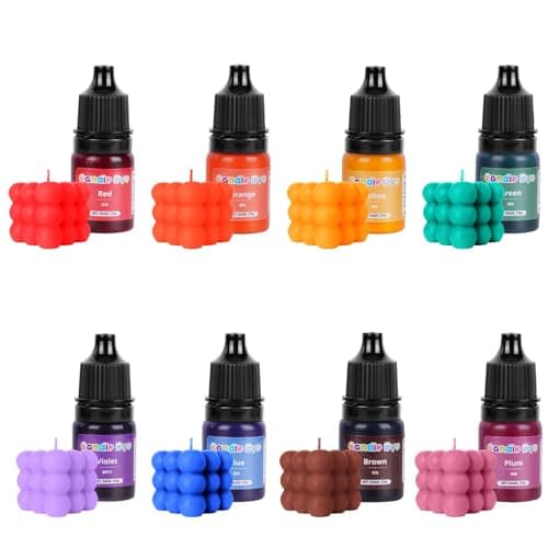 Alaoo Candle Dye,8 Colours Liquid Candle Dye,Candles Dyestuff for Soy Wax,Candles Colours Dyestuff for Wax Making,Highly Concentrate Natural Colour,5ML
