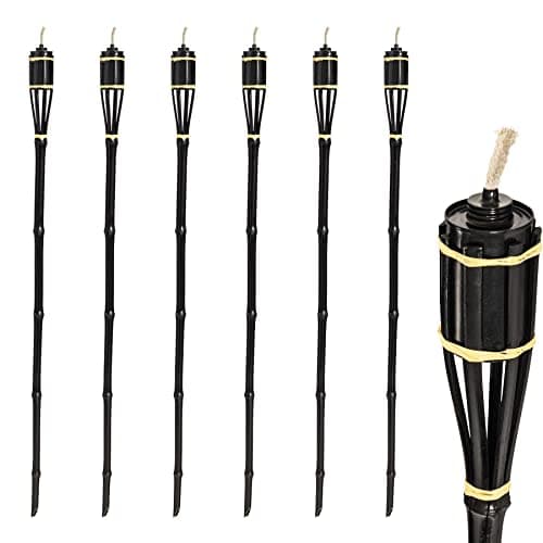 Harbour Housewares Bamboo Garden Fire Torches - 113cm - Black - 6 Pack