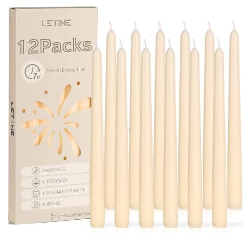 12 Pack Tapered Dinner Candles, 7-8 Hour Candlestick Long Burning (25cm)