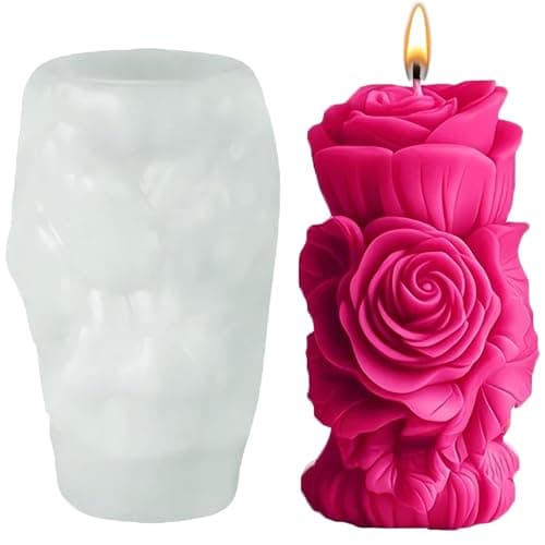RARITYLL 3D Rose Silicone Mold for Candles, Soap Making - Reusable Beeswax Soy Wax Molds, Chocolate Baking Molds for DIY Craft, Home Decoration, Wedding Party Gifts