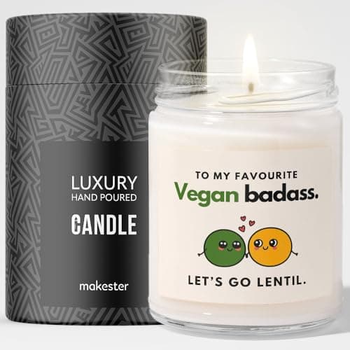 Vegan Gift - Luxury Soy Wax Candle - Vanilla, Jasmine, Sugared Almond - Makester