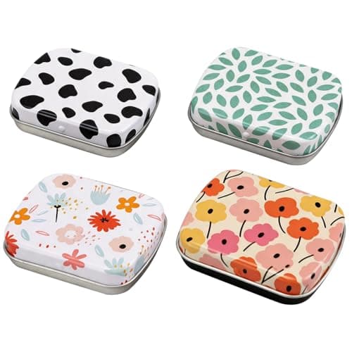 4 Pcs Rectangular Small Tin Box Small Metal Tin Small Tins with Lids Empty Hinged Tins Metal Tins with Lids Mini Portable Small Storage Container for Candy Key Earring Coin Organizer 6 x 4.7 x 1.5cm