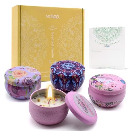 Scented Candles Gift Sets for Women Soy Wax Aromatherapy Candles for Relaxation Stress Relief Spa Yoga 4 Pack Gift Set Ideal Birthday Mother's Day Mom Wife