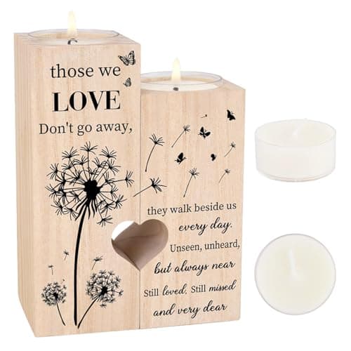 CavspkArt Sympathy Gift Memorial Gift Candlestick Holder,Wooden Remembrance Gifts Craft Candle Holders,Heart-Shaped Bereavement Remembrance Gifts for Loss of Mum Dad (Style-A)