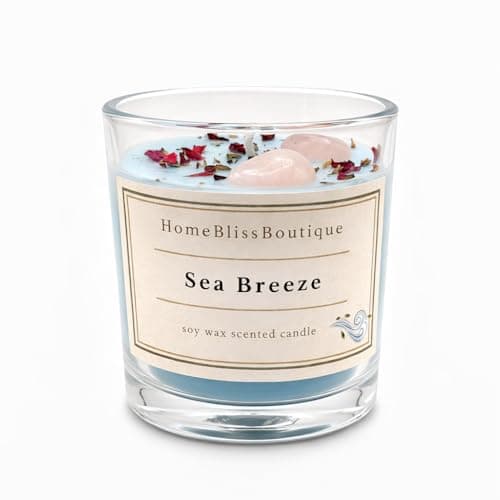 Fresh Clean Scented Candle – Sea Breeze Soy Wax Candle 200g, Ocean Fragrance, Relaxing Spa Candle, Cotton Wick, Glass Tumbler