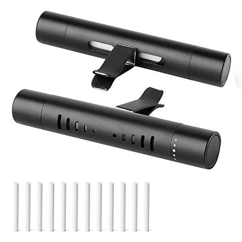 COJJ 2 Pcs Car Air Freshener - Vent Clip with 12 Refill Sticks - Solid Aromatherapy - Black