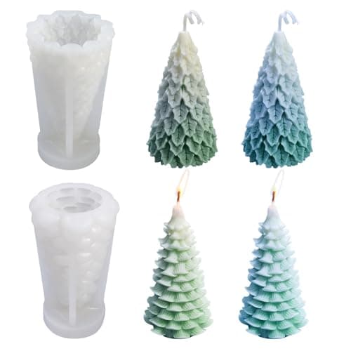 2 Pcs Candle Moulds, Christmas Candle Moulds, Candle Moulds for Candle Making, Silicone Candle Moulds, for Candle Making Christmas Tree Candle Moulds Candle Moulds for Christmas Party Candle Making