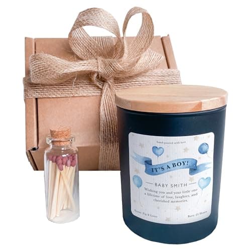 It's a boy girl new baby scented candle gift set for new mum with baby's name and your text Baby Congratulations gift keepsake Baby Shower