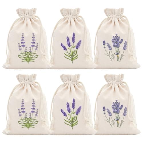6 Pcs Lavender Bags,Dried Lavender Sachet Empty for Wardrobes and Moths Drawstring Fabric Pouches for Aromatherapy,Pouch Cotton for Spice,Dried Flowers and Herbs(10x15cm)