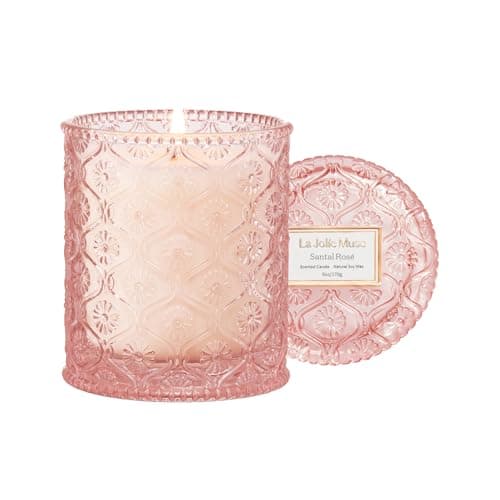 LA Jolie Muse Santal Rosé Scented Candles Gifts for Women, Soy Wax 40 Hrs