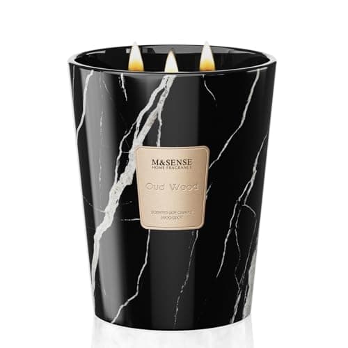 M&SENSE Scented Candles Gifts for Women 990g Oud Wood 3-Wick Natural Soy Wax Large 150H Long Burning Aromatherapy Gift for Men, Perfect Wedding Gifts