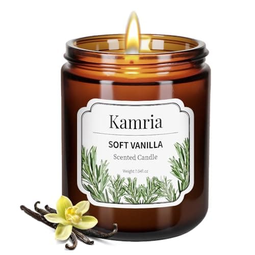 Scented Aromatherapy Candles,Natural Soy Wax Amber Candle Stress Relief Jar Candle for Home,SPA,Bathroom,Gifts (Soft Vanilla)