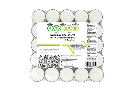 Coraz Home Natural Unscented Tealights, Pack of 50