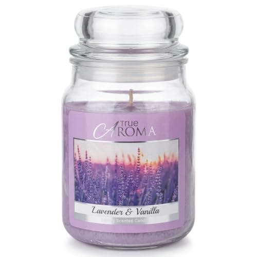Lavender & Vanilla Scented Candle – Large 18 oz Jar Candle with Cotton Wick, Long-Lasting Luxury Wax Blend for Sleep, Relaxation & Wellbeing