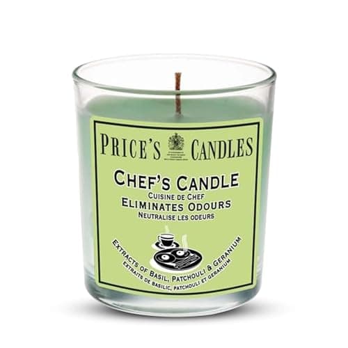 Price's Candles Chef's Jar Candle Fresh Scented Odour Reducing Candle with Basil Patchouli and Geranium Fragrance for Kitchens and Home Freshness