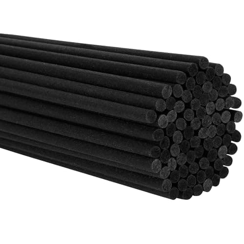 25cm Diffuser Replacement Sticks - 60Pcs Fiber Reed Fragrance Sticks Refill for Home and Bathroom - Rattan Essential Oil Sticks for Scented Diffuser (Black Color)