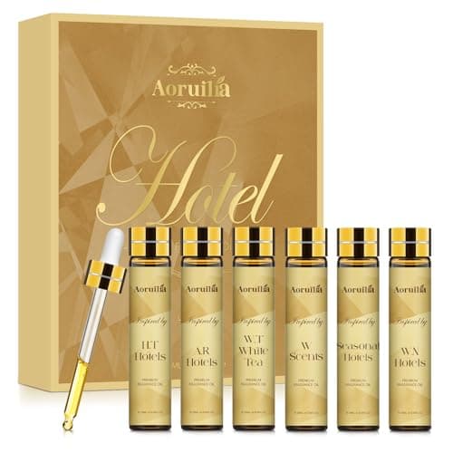 Aoruilia 6 x 10ml Hotel Essential Oils Set, Natural Essential Oils for Diffusers for Home, Perfums, Soap & Candle Making Scents