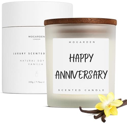 Anniversary Candle Gift, Wedding Anniversary Candle for Her Him, Luxury Vanilla Highly Scented 220g Soy