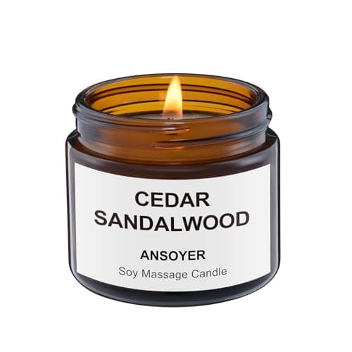 Low Temperature Massage Oil Candles for Massage Therapy - Soy + Hemp Seed Oil Massage Candles for Couples - Date Night's Gift, Body Oil & Lotion Scentd Candles| Cedar Sandalwood-1.77OZ