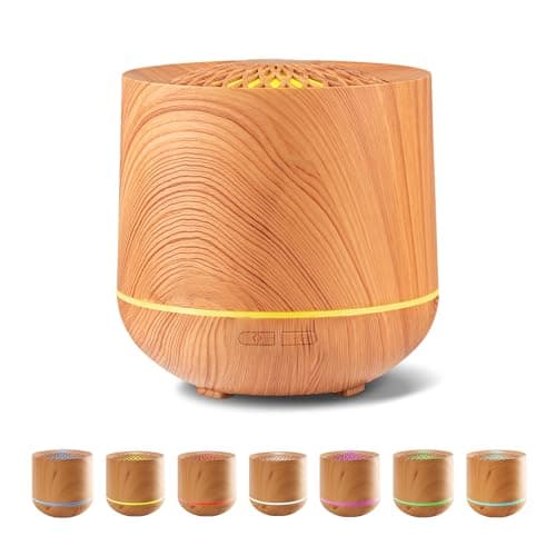 Diffuser, 300ml Ultrasonic Aroma Diffuser for Essential Oils, Cool Mist Oil Diffusers with 7-Color LED Light & Auto Shut-Off, Diffusers for Home and Office