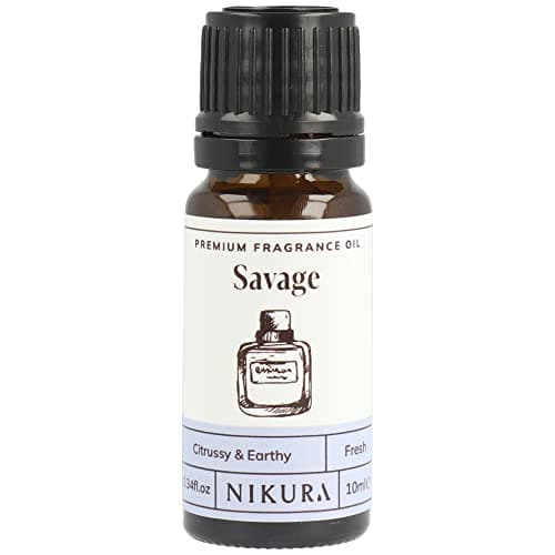 Nikura Savage Fragrance Oil - 10ml | Perfect for Soap and Candle Making, Wax Melts, Diffuser for Home, Oil Burners | Great for use in Bath Bombs, Perfume Fragrance, Candle Scents | Vegan & UK Made