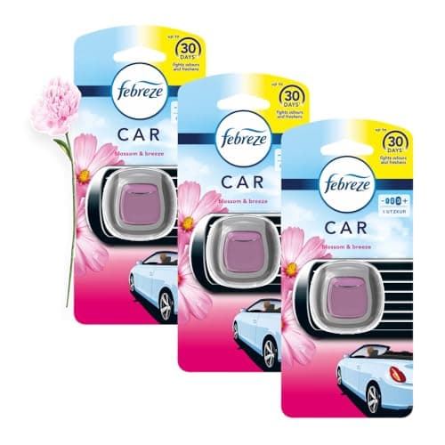 Febreze Car Clip Air Freshener BLOSSOM BREEZE – Pack of 3 (2 ml Vent Clips) | OdourClear Technology for Up to 30 Days of Freshness