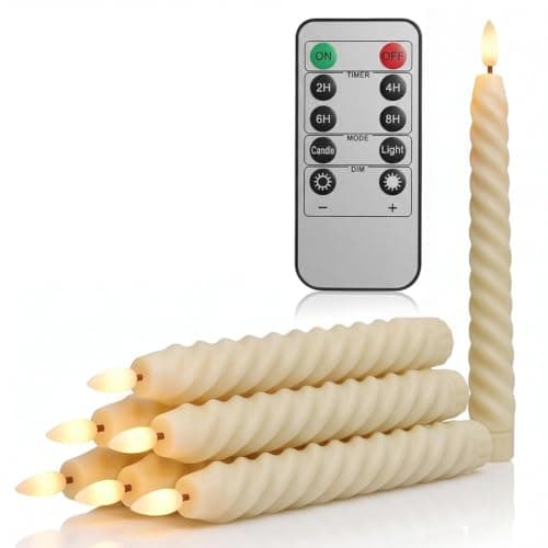 ChaneeHann 6Pcs Led Taper Candles with Remote Control, Fake Led Flameless Candle Sticks 10Inch Flickering Candles Battery Operated, Led Candlesticks Flickering for Home Wedding Table Decor