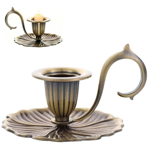 Brass Candle Holder, Taper Candlestick Stand, Bronze Home Decor，Vintage Design Candle Holder, Wedding Table Centerpiece, Fireplace Mantel Decoration, Portable Candle Lighting, Romantic Dinner Setting