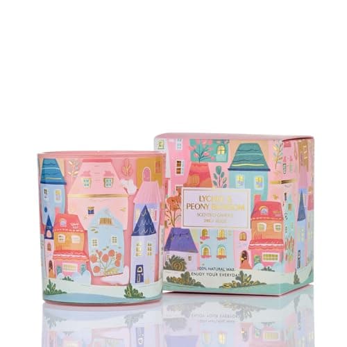 M&SENSE Lychee & Peony Blossom Scent Soy Wax Candle - 290g | Natural Fragrance for Home | for Housewarming, Hostess Gifts & Home Decor