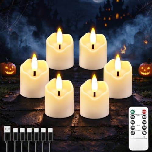 NRAVXAC Small LED Tea Light Candle Rechargeable Flameless with Remote Timer