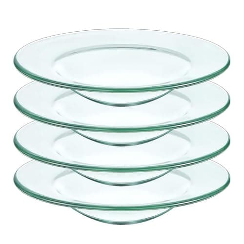 Replacement Glass Dish For Oil Burner and Wax Melt Burner, Round Glass Tray For Aromatherapy Lamp and Tart Warmer 12cm (4Pcs, 4.5")