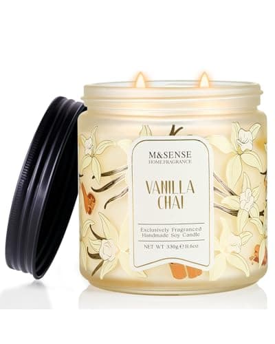 M&SENSE Vanilla Chai Scented Candles, 330g Natural Soy Wax