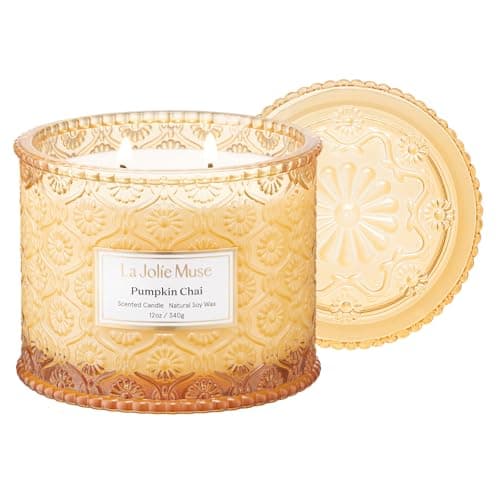La Jolie Muse Pumpkin Chai Scented Candle Gifts for Women, Autumn Candle, 2 Wicks, Luxury Candles, 12 oz/340g 60 Hour Burn Time, Candles for Home Scented