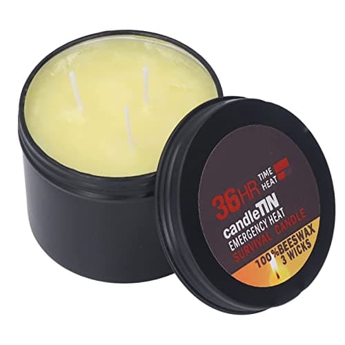 Tiiyee 3-Wick Emergency Candle, 36-Hour Portable Beeswax Jar for Survival