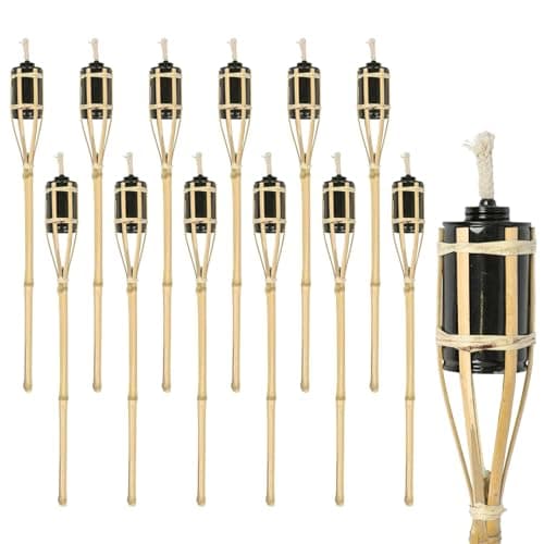 Harbour Housewares Bamboo Garden Fire Torches - 60cm - Natural - Set of 12