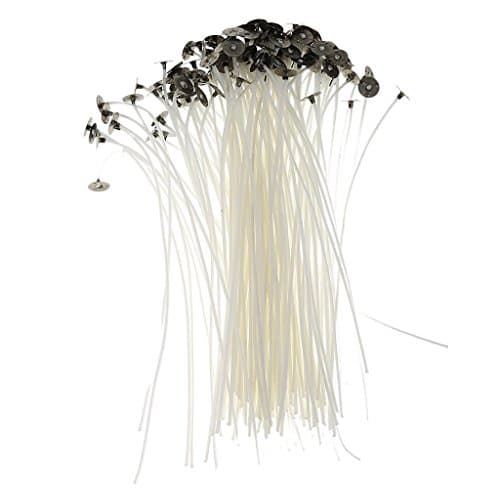 Pack of 50 Pre Waxed Wicks for Candle Making with Sustainers (20cm)