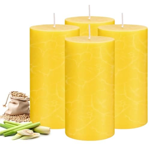 4 Pack Citronella Candles Outdoors, 200 Hours Large Citronella Candles Outdoor Long Burning - Dripless, Smokeless, Soy Wax Scented Candles for Camping, Outside, Garden, Backyard, Balcony