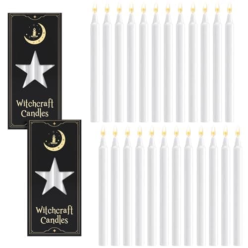 24 Pack White Candles 6.3" Spell Chime Candles Burning for Up to 90 Minutes