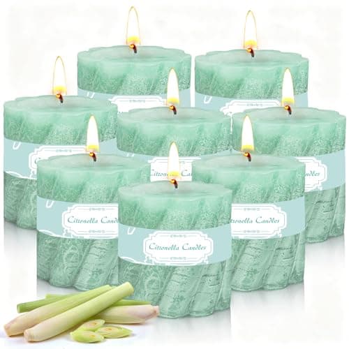 8PC Citronella Candles Outdoor Indoor,200 Hours Buring Time,Garden Candles Pillar Candles for Summer, Suitable for Patio, Garden, Yard, Balcony,Wedding,Party, 200 Hours Buring Time